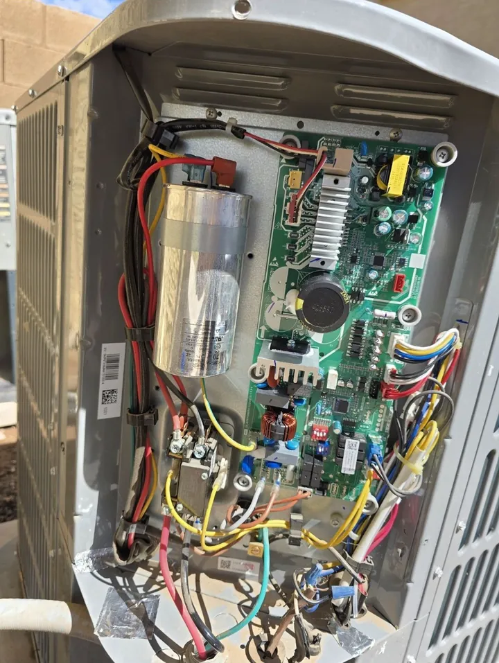 Control board and wiring inside an outdoor unit
