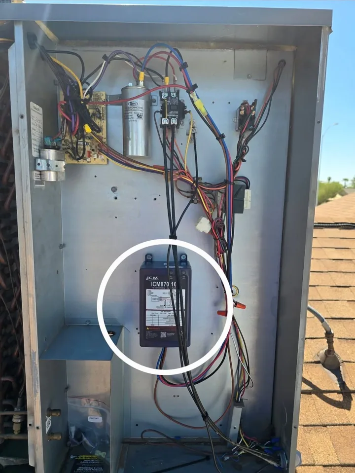 Hard start kit wired into a condenser control panel